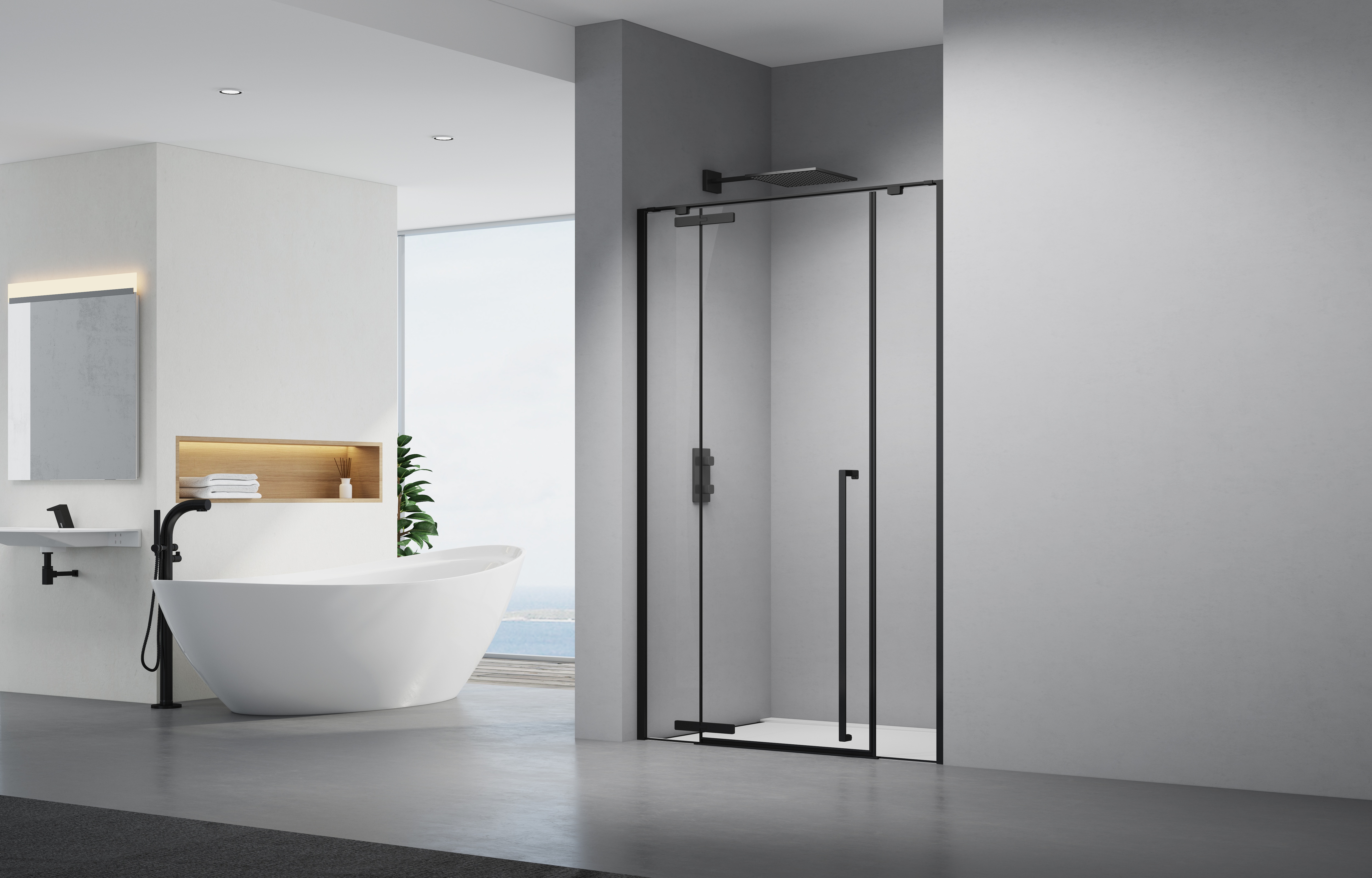 Phòng Tắm Kính Cửa Mở AXB14