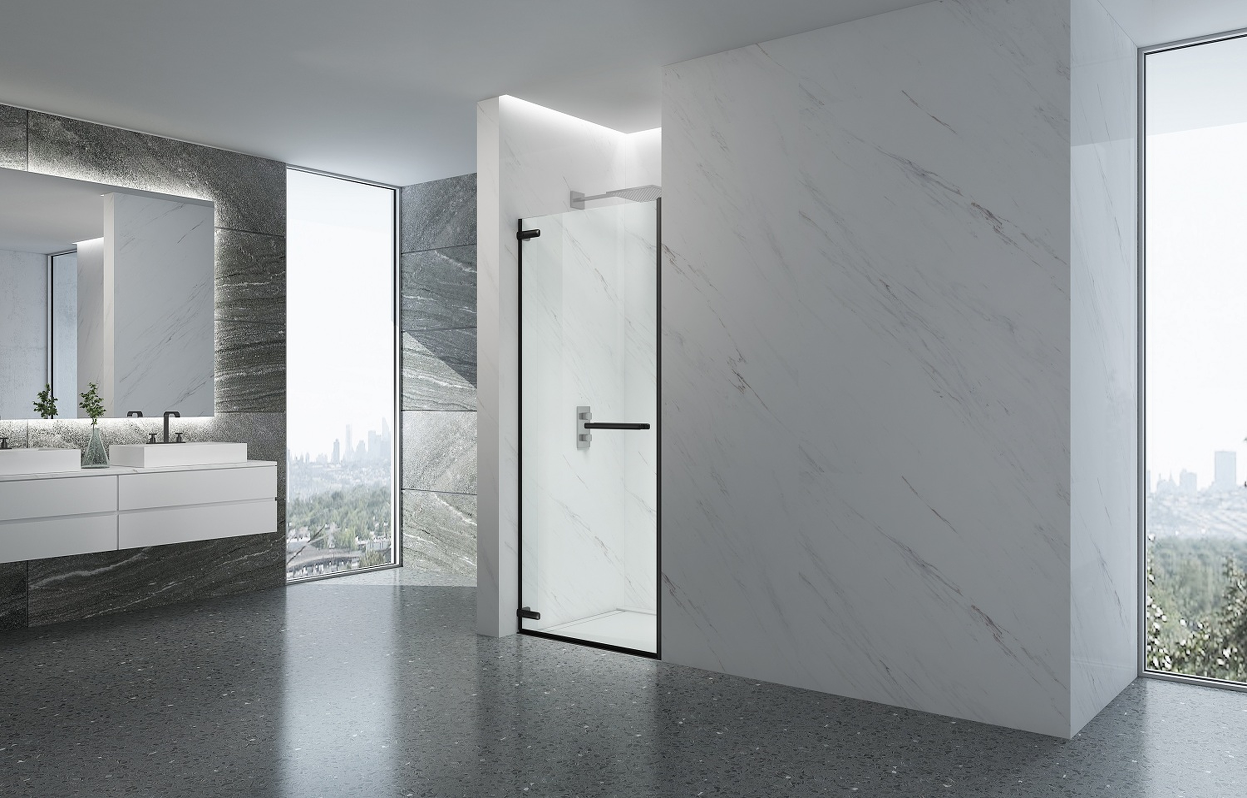 Phòng Tắm Kính Cửa Mở BUE90