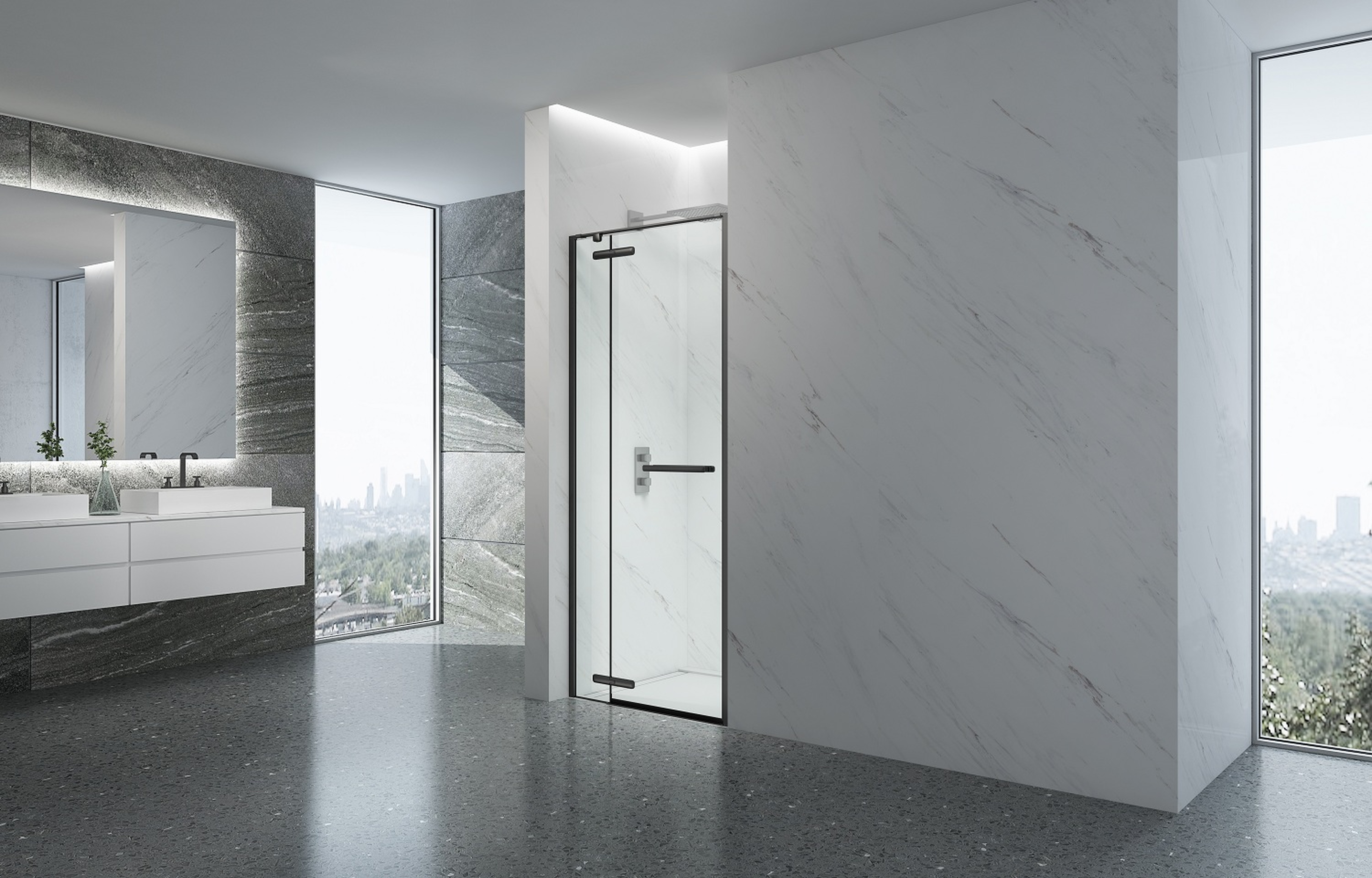 Phòng Tắm Kính Cửa Mở BUM10